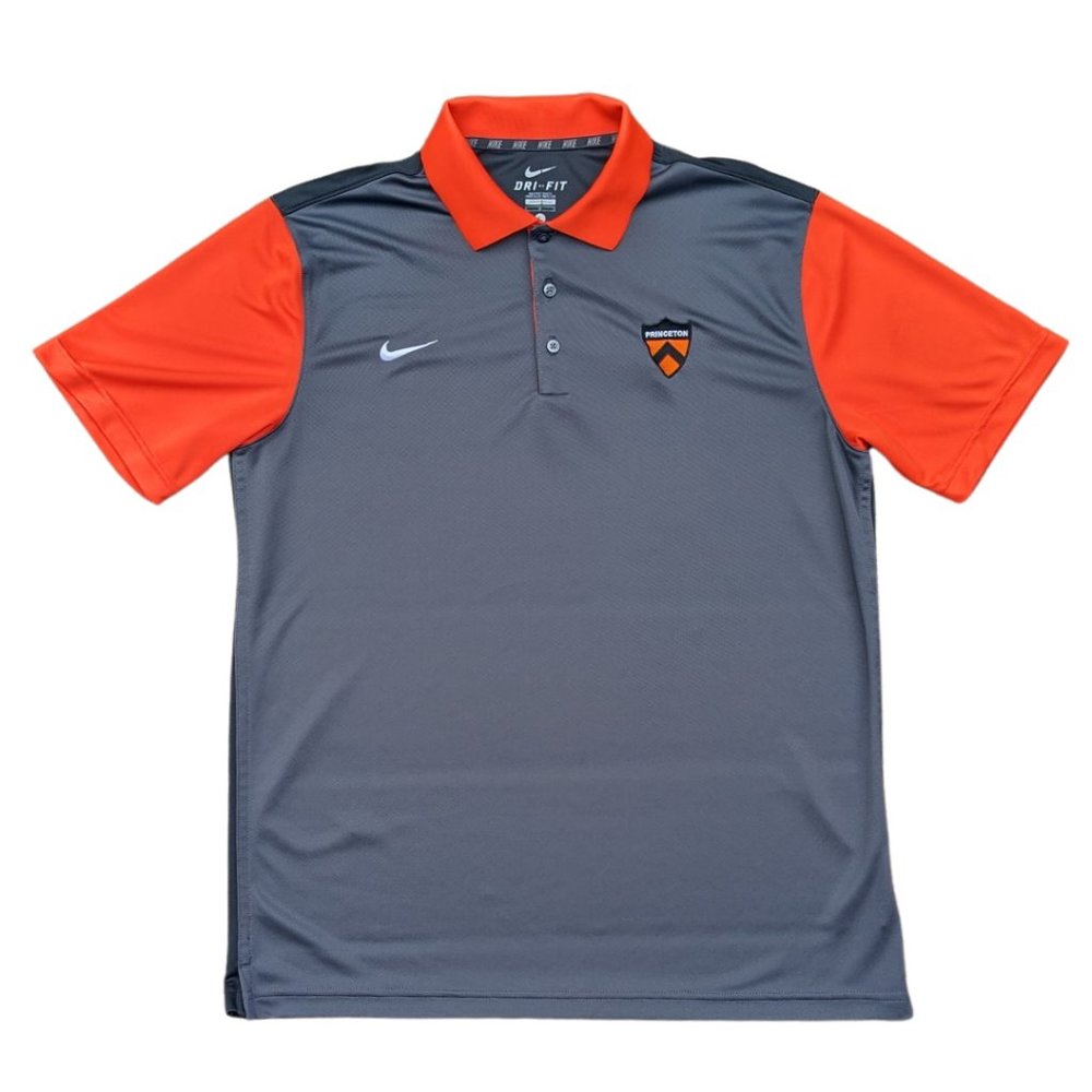 Princeton University Nike Men's Dri-Fit Gray Orange Polo Sz Large EUC - Picture 1 of 7